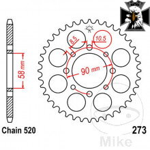 Rozeta 42Z typ 520 Vnútorný priemer 058 rozstup dier 090 pre Kawasaki Vulcan VN1500 1999-2005