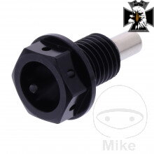 Výpustná skrutka s magnetom M12X1.50 mm 15 mm Alu Racing čierny pre Kawasaki Vulcan 1600 2003-2008