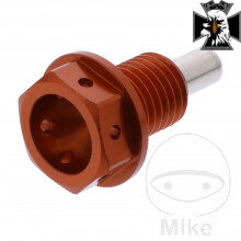 Výpustná skrutka s magnetom M12X1.50 mm 15 mm Alu Racing oranžová  pre Honda VTX 1800 2001-2006