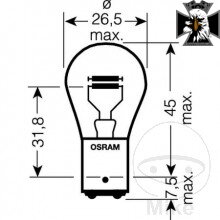 Žiarovka 12V21/5W BAY15D OSR 2 BLI JMP 1590126 Pre Yamaha XV 1600 Wild Star / XV 1700 Road Star 1999-2005