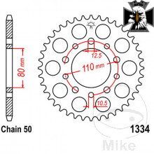 Rozeta 36Z typ 530 Vnútorný priemer 080 rozstup dier 110 pre Honda VF750C Magna RC43 1993-2000