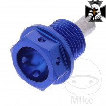 Skrutka výpusť oleja MAG JMP BO M14X1.25 mm 12 mm Alu Racing blau  pre Suzuki VS1400 Intruder 1987-2003